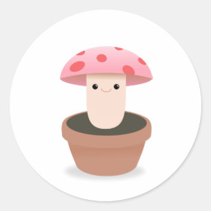 Sticker Rond Caractère champignon