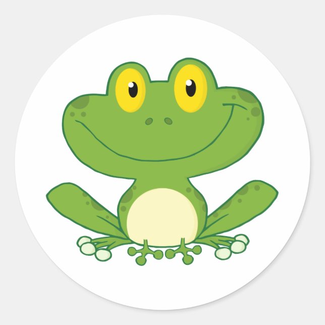 Sticker Rond Caractère de dessin de la grenouille mignonne (Devant)