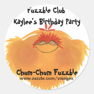 Sticker Rond Caractère de dessin Fuzzy Monster