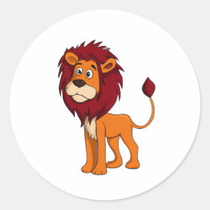 Sticker Rond Caractère de dessin Lion