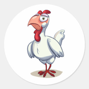 Sticker Rond Caractère de dessin Poulets
