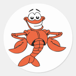 Sticker Rond Caractère de homard au dessin souriant