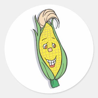 Sticker Rond caractère de maïs souriant