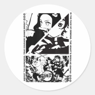 Sticker Rond Caractères de calque de démon de l'année - Scène d