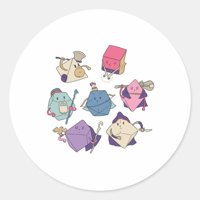 Sticker Rond Caractères de dés (Devant)