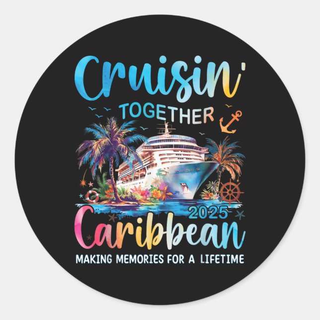 Sticker Rond Caraibes Croisière Famille Vacances 2025 Croisin’  (Devant)