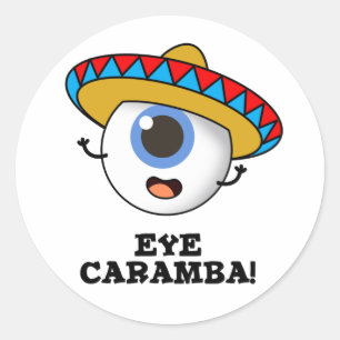 Sticker Rond Caramba de l'oeil amusant pistolet mexicain