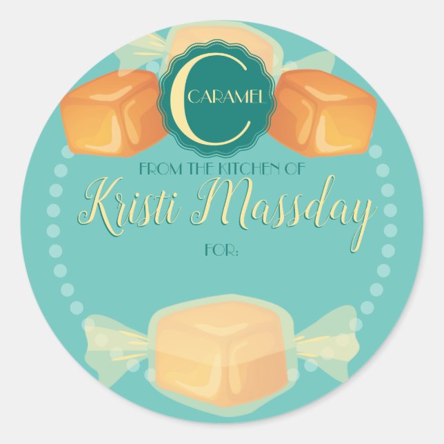 Sticker Rond Caramel carmel chocolat maison Noël à (Devant)