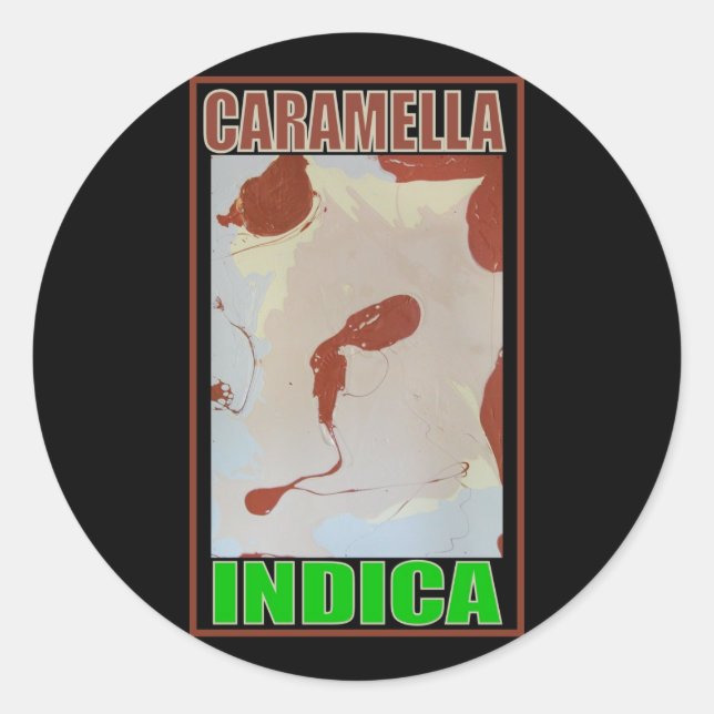 STICKER ROND CARAMEL INDICA (Devant)