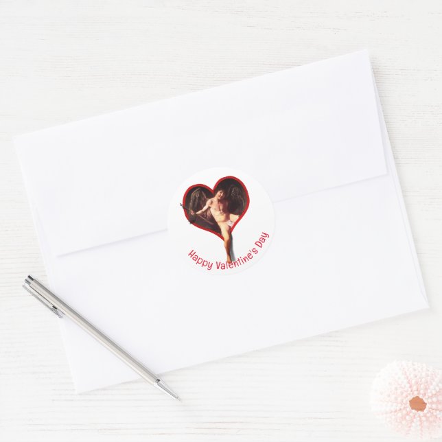 Sticker Rond Caravage Cupidon Saint-Valentin (Enveloppe)