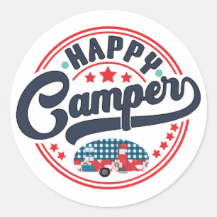 Sticker Rond Caravane Happy Camper