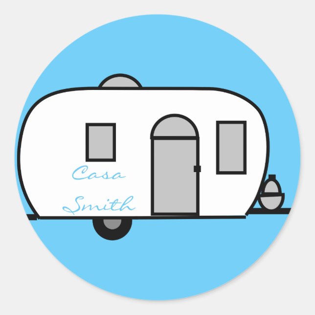 Sticker Rond caravane vintage classique arrondie (Devant)