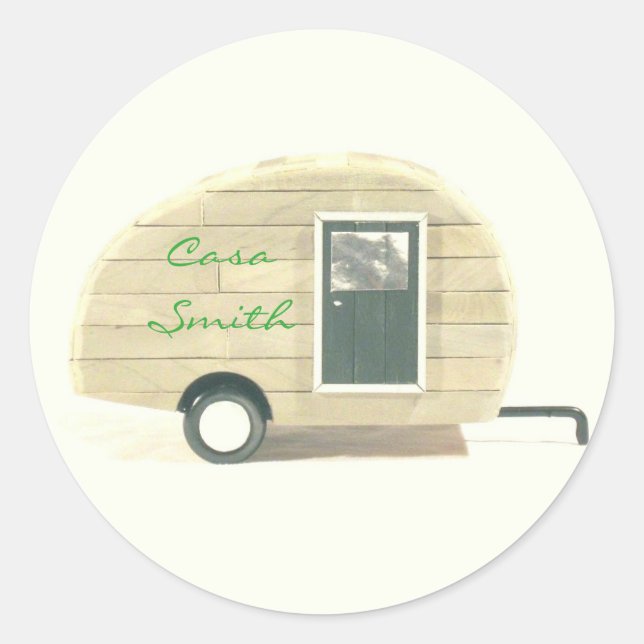 Sticker Rond caravane vintage en lacet gypsy caravane (Devant)