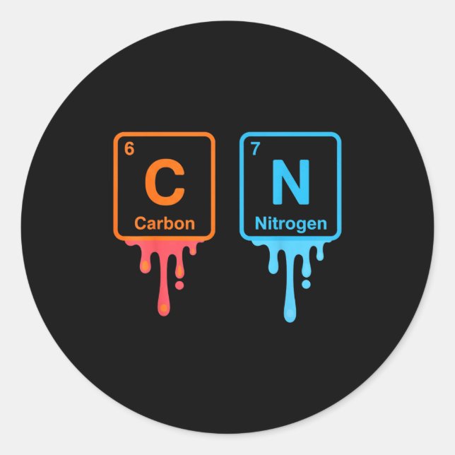 Sticker Rond Carbon Nitrogen Science Design Fun Chemistry Lover (Devant)