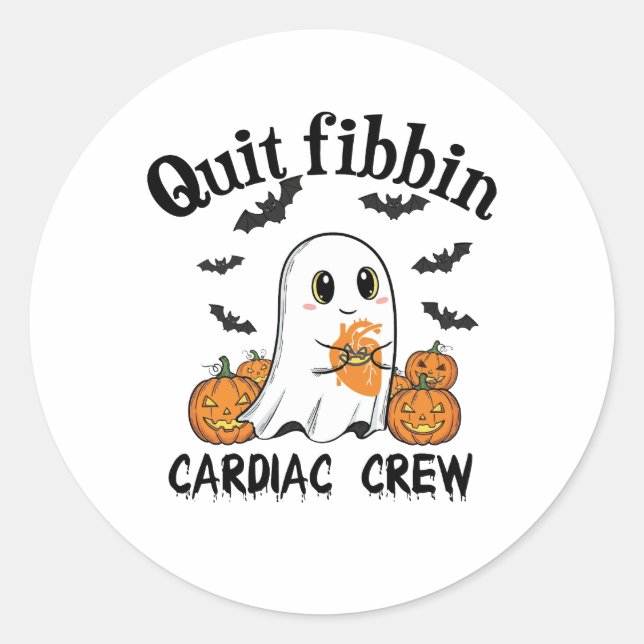 Sticker Rond Cardiac Crew Funny Boo-Ghost Citrouille (Devant)