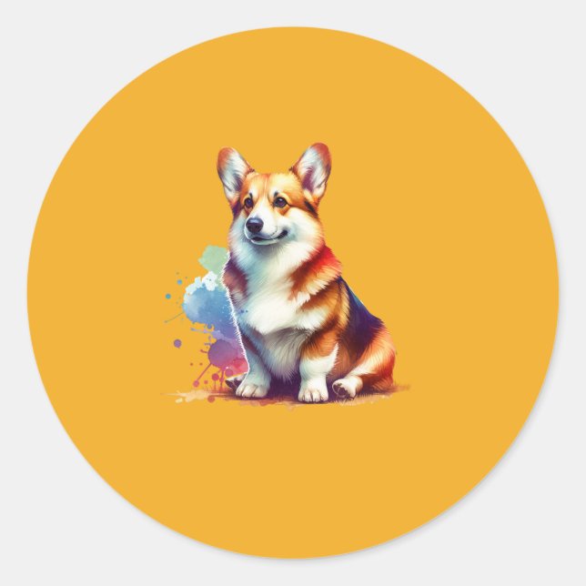 Sticker Rond Cardigan Welsh Corgi (Devant)