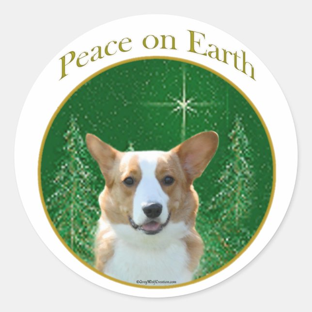 Sticker Rond Cardigan Welsh Corgi Peace (Devant)