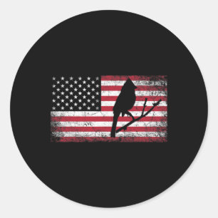 Sticker Rond Cardinal Bird 4 juillet American Flag America Pa