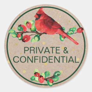 Sticker Rond Cardinal Bird & Berries Privé et confidentiel