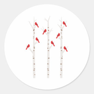 Sticker Rond Cardinal Dans Les Arbres