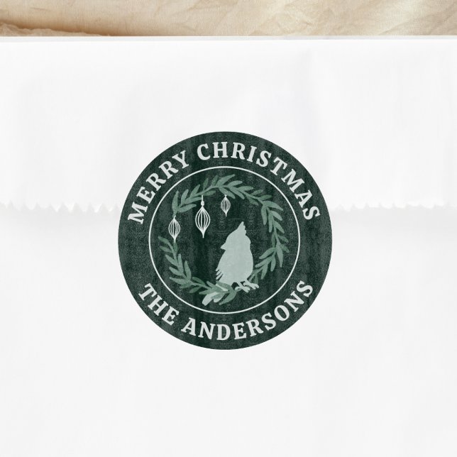 Sticker Rond Cardinal de la couronne de vacances Noël personnal (Créateur téléchargé)