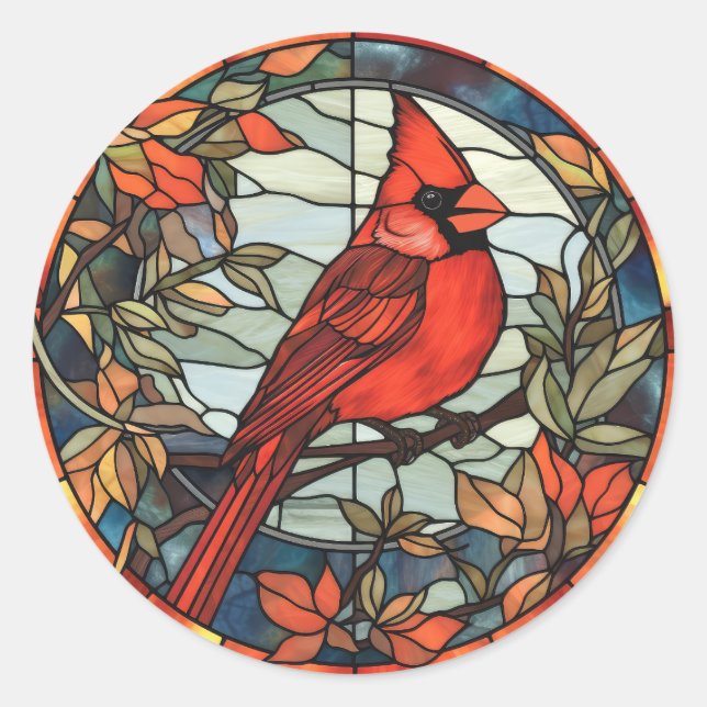 Sticker Rond Cardinal Élégant (Devant)
