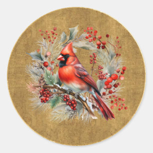 Sticker Rond Cardinal rouge et or