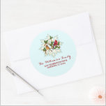 Sticker Rond Cardinal Snow Christmas Adresse<br><div class="desc">Joli étiquette de adresse circulaire personnalisé - parfait pour les enveloppes scellées pour toutes vos cartes de Noël</div>