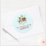 Sticker Rond Cardinal Snow Christmas Adresse<br><div class="desc">Joli étiquette de adresse circulaire personnalisé - parfait pour les enveloppes scellées pour toutes vos cartes de Noël</div>