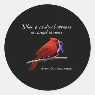 Sticker Rond Cardinal Violet Ribbon Overdose Angel de sensibili