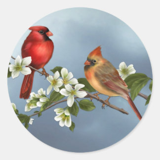 Sticker Rond Cardinaux et Dogwood