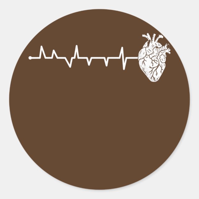 Sticker Rond Cardiologie Heartbeat pour infirmière en cardiolog (Devant)