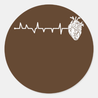 Sticker Rond Cardiologie Heartbeat pour infirmière en cardiolog