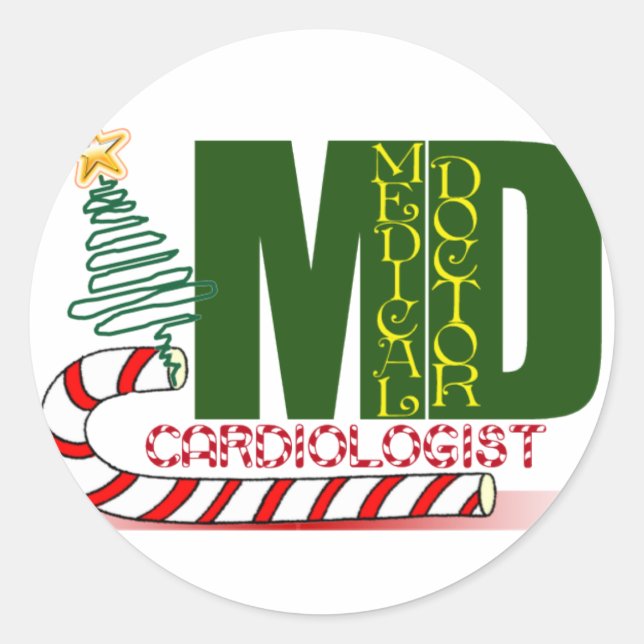 STICKER ROND CARDIOLOGUE DE NOËL (Devant)