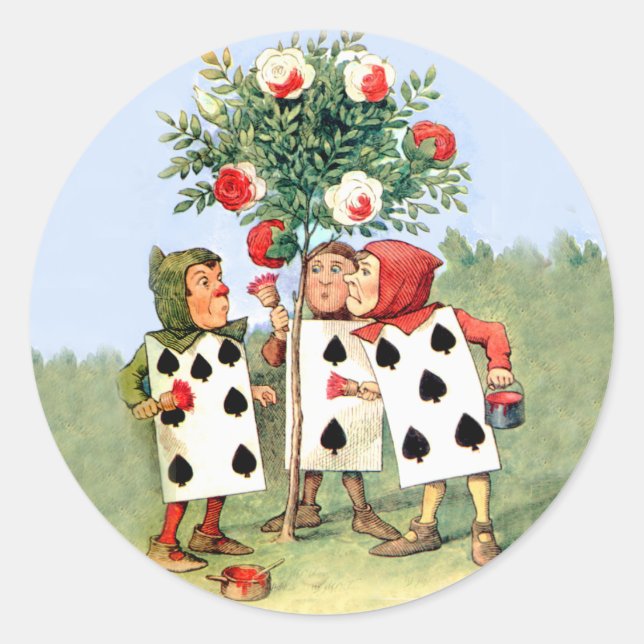 Sticker Rond Cardmen de la reine des coeurs peint les Roses des (Devant)