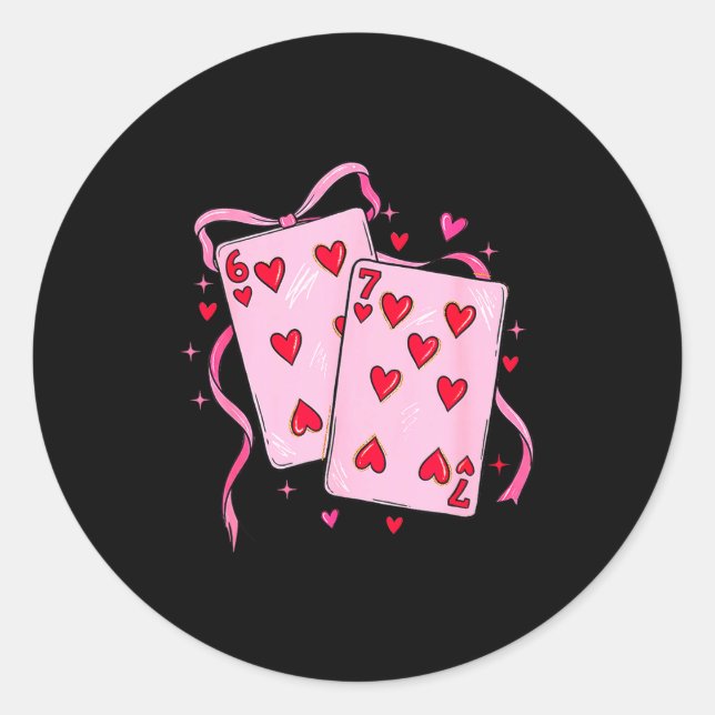 Sticker Rond Cards Valentine Meme 6 Coquette Bow Funny Gift Tee (Devant)
