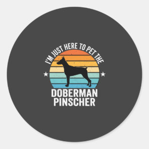 Sticker Rond Caressez le Doberman Pinscher Rétro
