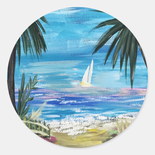 Sticker Rond Caribbean Getaway   (Devant)