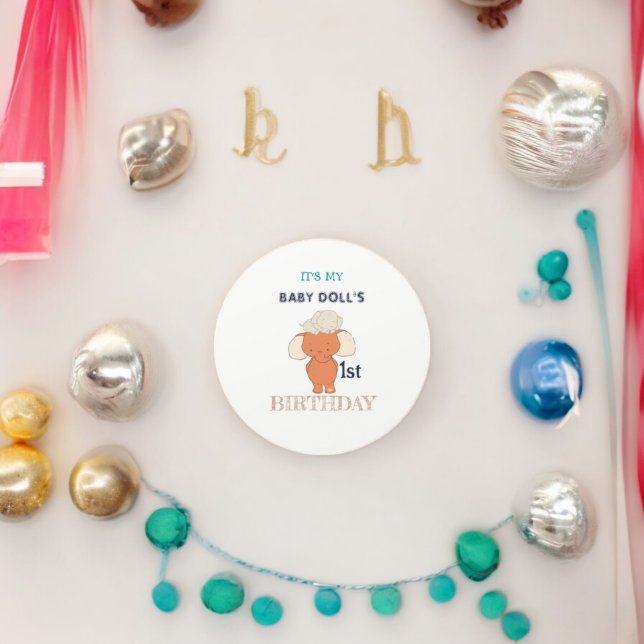 Sticker Rond Caricature à éléphant multicolore (Baby & Mom Elephant party theme sticker,birthday party sticker,gift pack,envelope,return gift sticke)