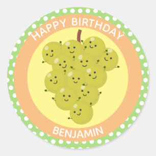 Sticker Rond Caricature amusante bouquet de raisin reunion