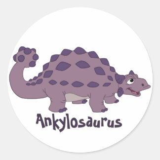 Sticker Rond Caricature Ankylosaurus