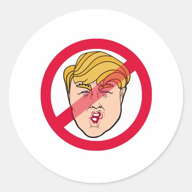 Sticker Rond Caricature ANTI DONALD - Anti-Trump - (Devant)