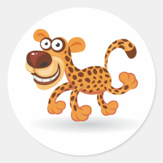 Sticker Rond Caricature bébé léopard