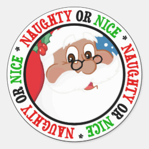 Sticker Rond Caricature Black Père Noël (Bleu)
