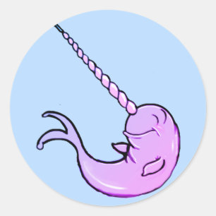 Sticker Rond Caricature couleur mignonne Kawaii Narwhal
