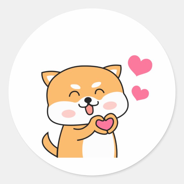 Sticker Rond Caricature Cute Shiba Inu (Devant)