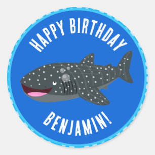 Sticker Rond Caricature d'anniversaire pour le requin baleine p