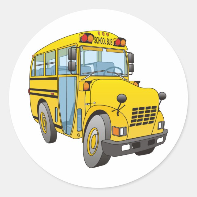 Sticker Rond Caricature de bus scolaire (Devant)