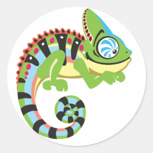 Sticker Rond caricature de caméléon