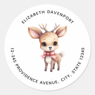 Sticker Rond Caricature de cerf de bébé mignon Adresse